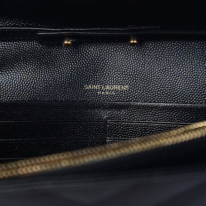Saint Laurent Grain De Poudre Matelasse Chevron Monogram Chain Wallet Black 5 of 10