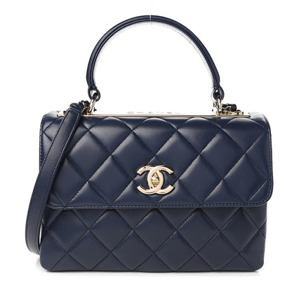 Chanel Lambskin Quilted Small Trendy CC Flap Dual Handle Bag Navy 1 of 9