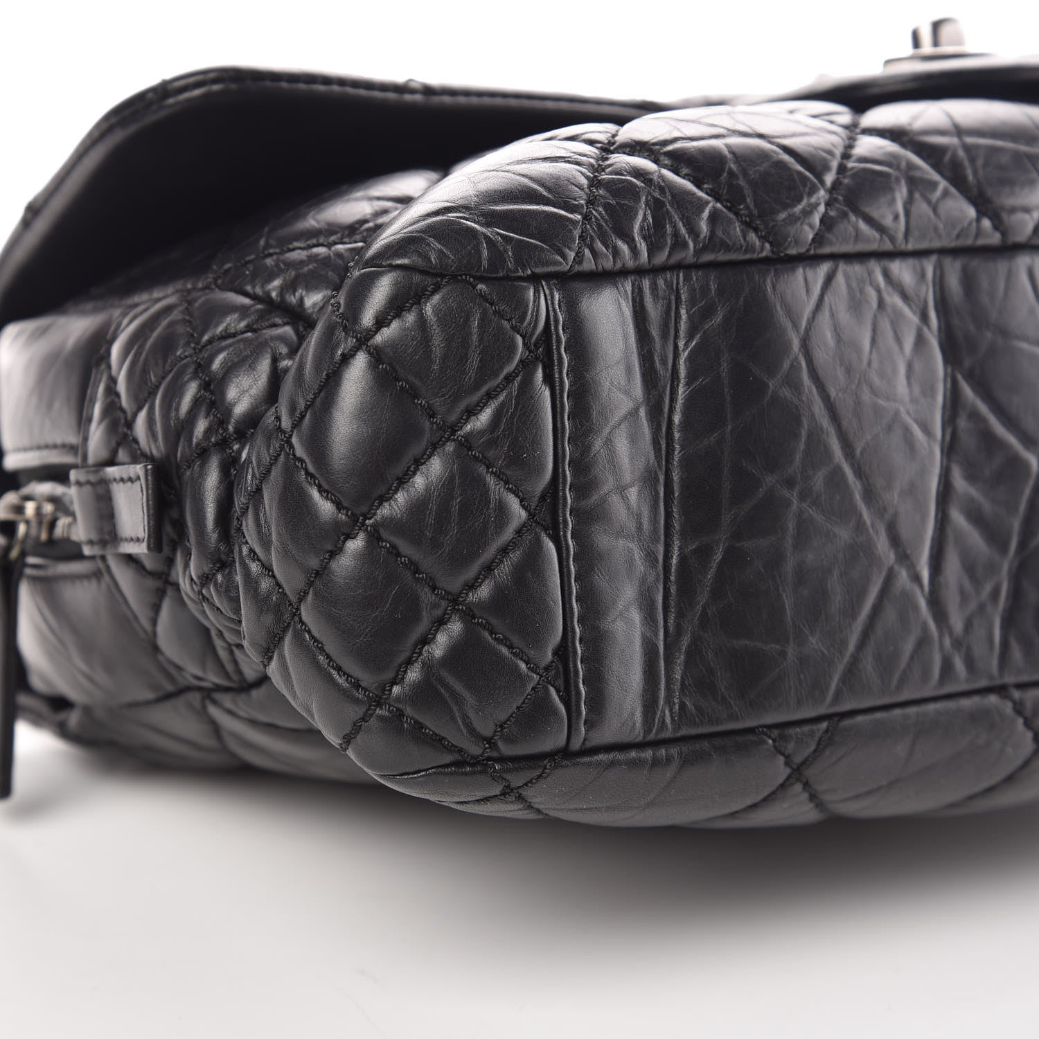 Chanel Aged Calfskin Jumbo New Portobello Flap Black 10 of 11