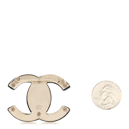 Chanel Metal Lambskin CC Brooch Black Gold 2 of 4