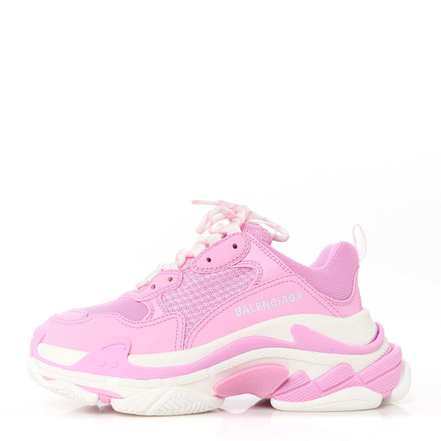 Balenciaga Fabric Mesh Womens Triple S Sneakers 37 Pink White 1 of 9