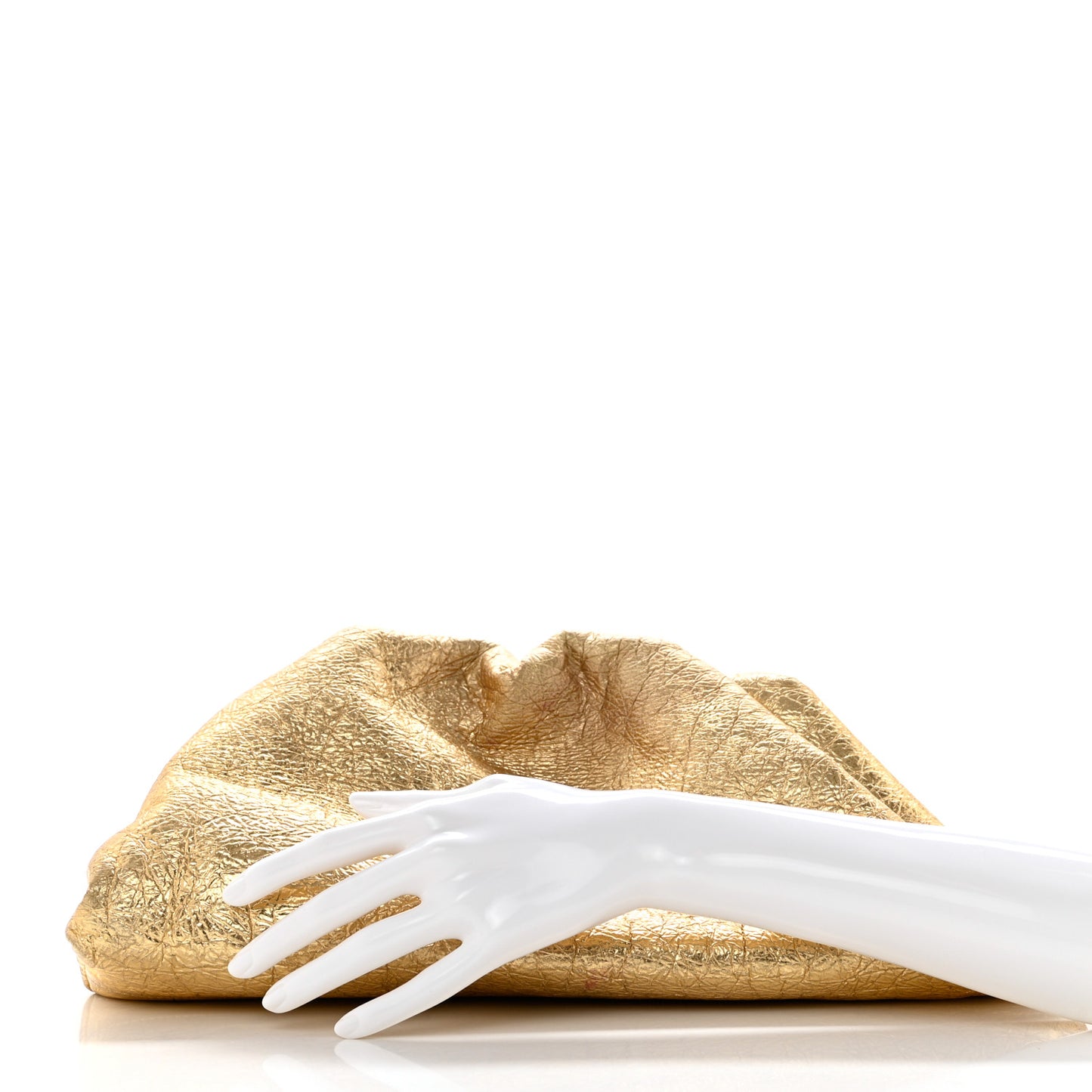 Metallic Crinkled Lambskin The Pouch Oversized Clutch Oro