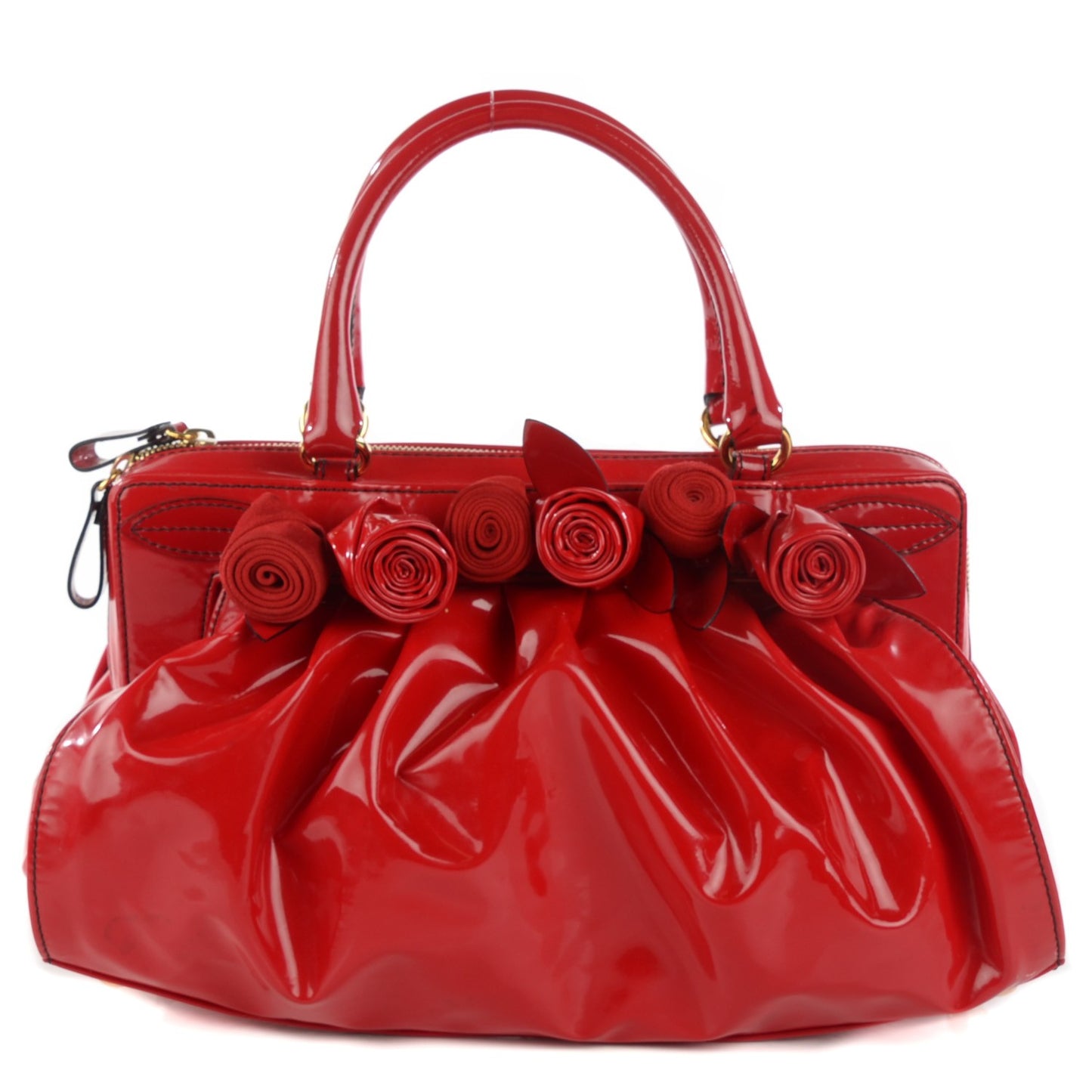Coated Canvas Lacca Fleur Satchel Red