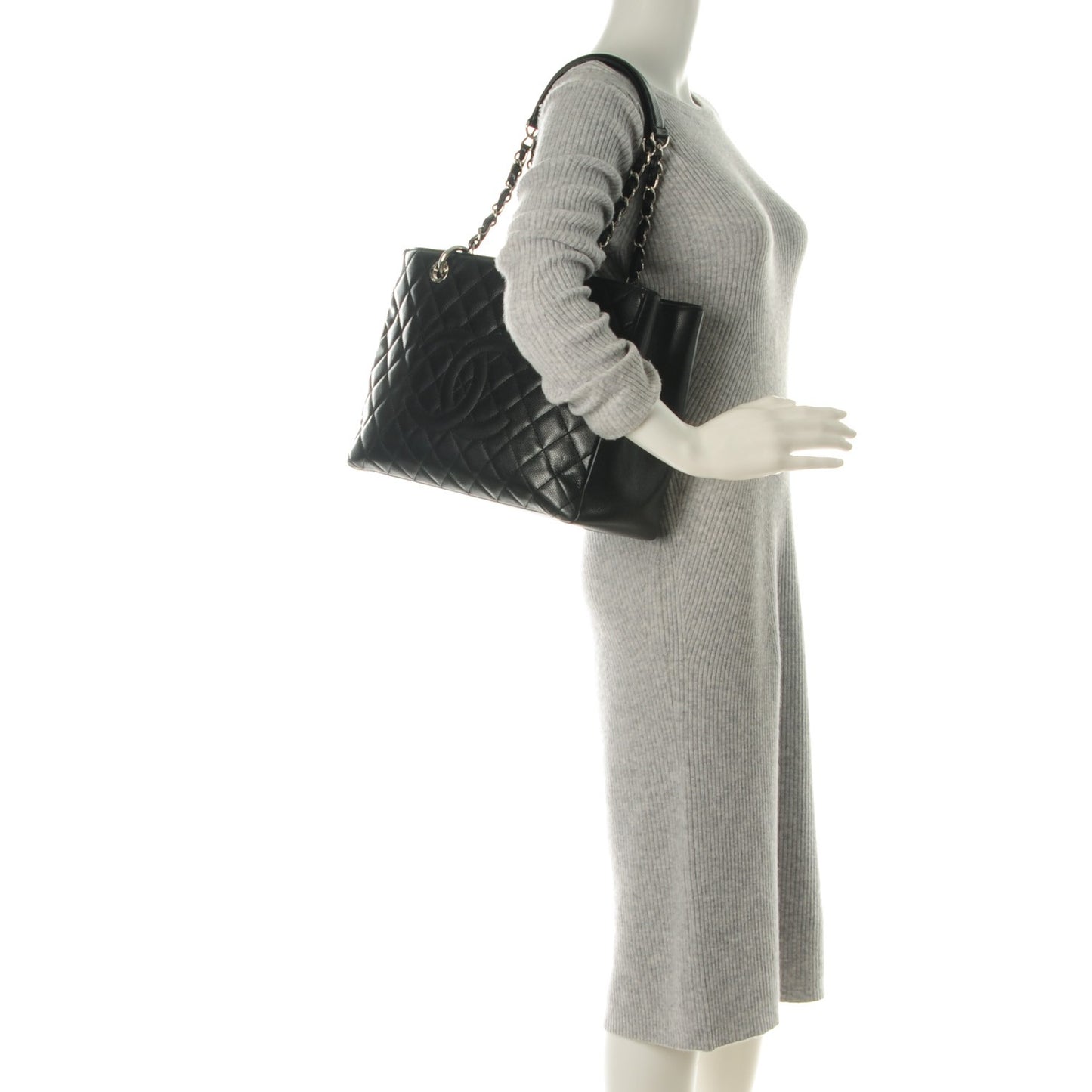 Caviar Quilted Grand Shopping Tote GST Black