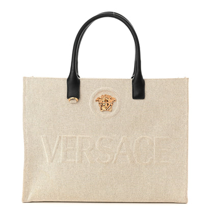 Versace Canvas Calfskin La Medusa Tote Bag Beige 1 of 9