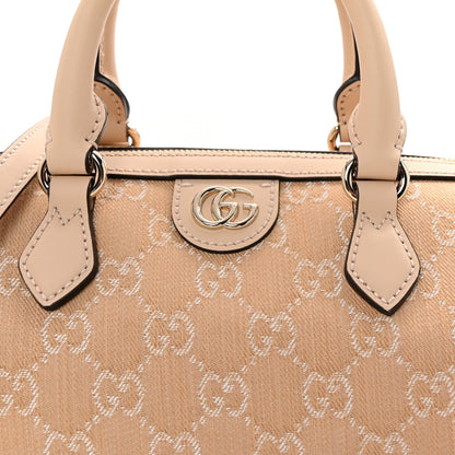 Gucci Summer Denim Calfskin GG Monogram Small Ophidia Top Handle Bag Souffle Rose 7 of 9