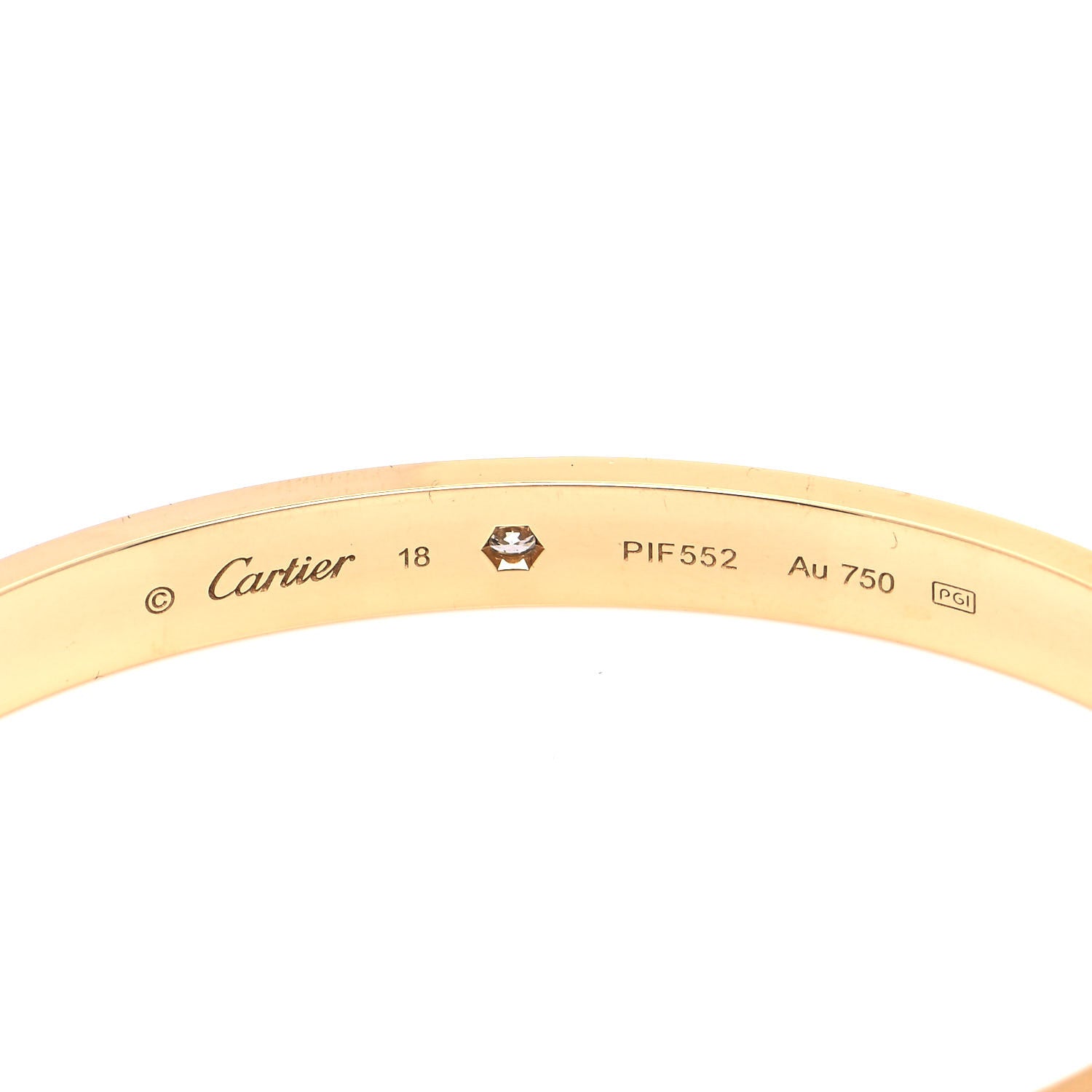 Cartier 18K Yellow Gold 1 Diamond LOVE Cuff Bracelet 18 4 of 5