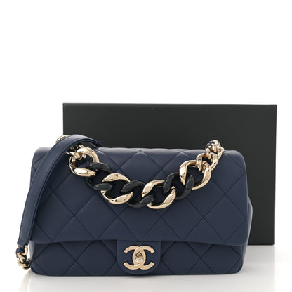 Chanel Lambskin Quilted Resin Bi-Color Chain Flap Bag Navy 12 of 12