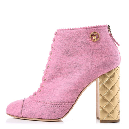 Chanel Chine Felt Short Boots 39 Pink 1 of 10
