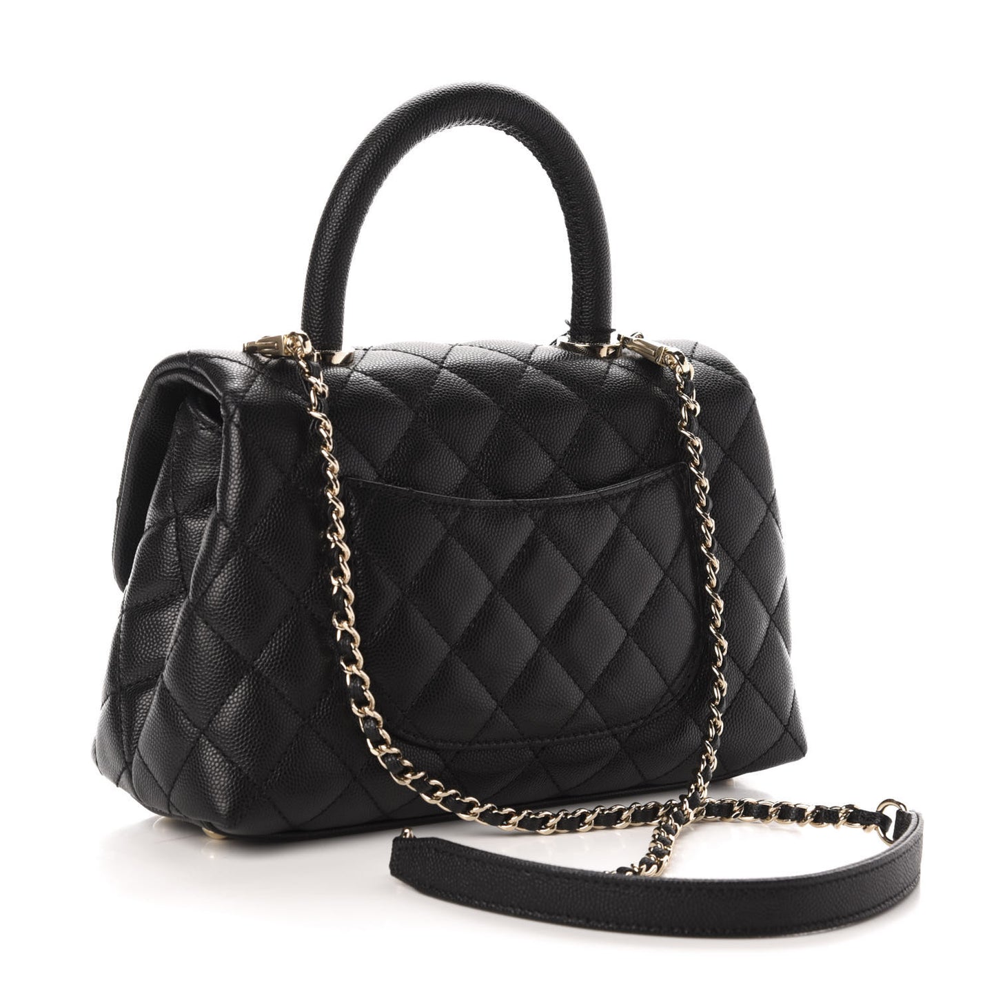 Caviar Quilted Mini Coco Handle Flap Black