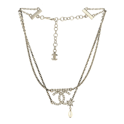 Chanel Pearl Crystal CC Star Choker Necklace Gold 3 of 4