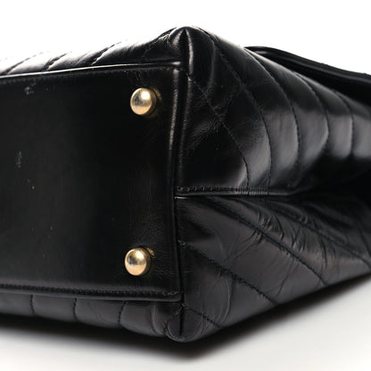 Chanel Calfskin Lizard Chevron Quilted Small Coco Handle Flap Black 11 of 12