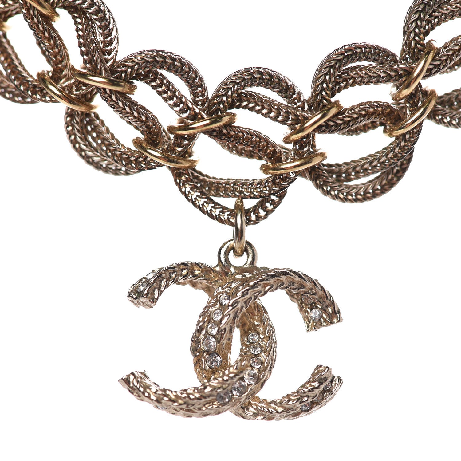 Chanel Chain Link CC Choker Necklace Gold 3 of 4