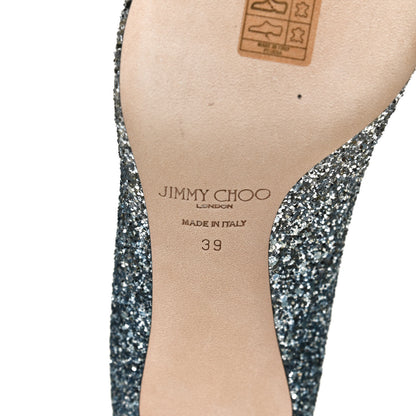 Jimmy Choo Glitter Pointy Toe Romy 60 Pumps 39 Silver Dusk Blue 9 of 10