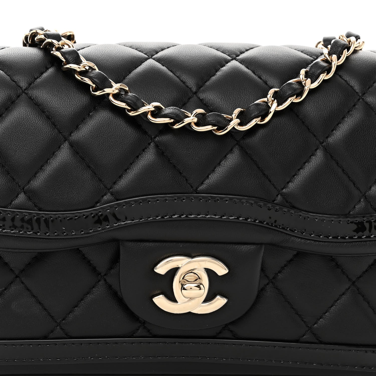 Chanel Lambskin Patent Calfskin Mini Flap Bag Black 8 of 10