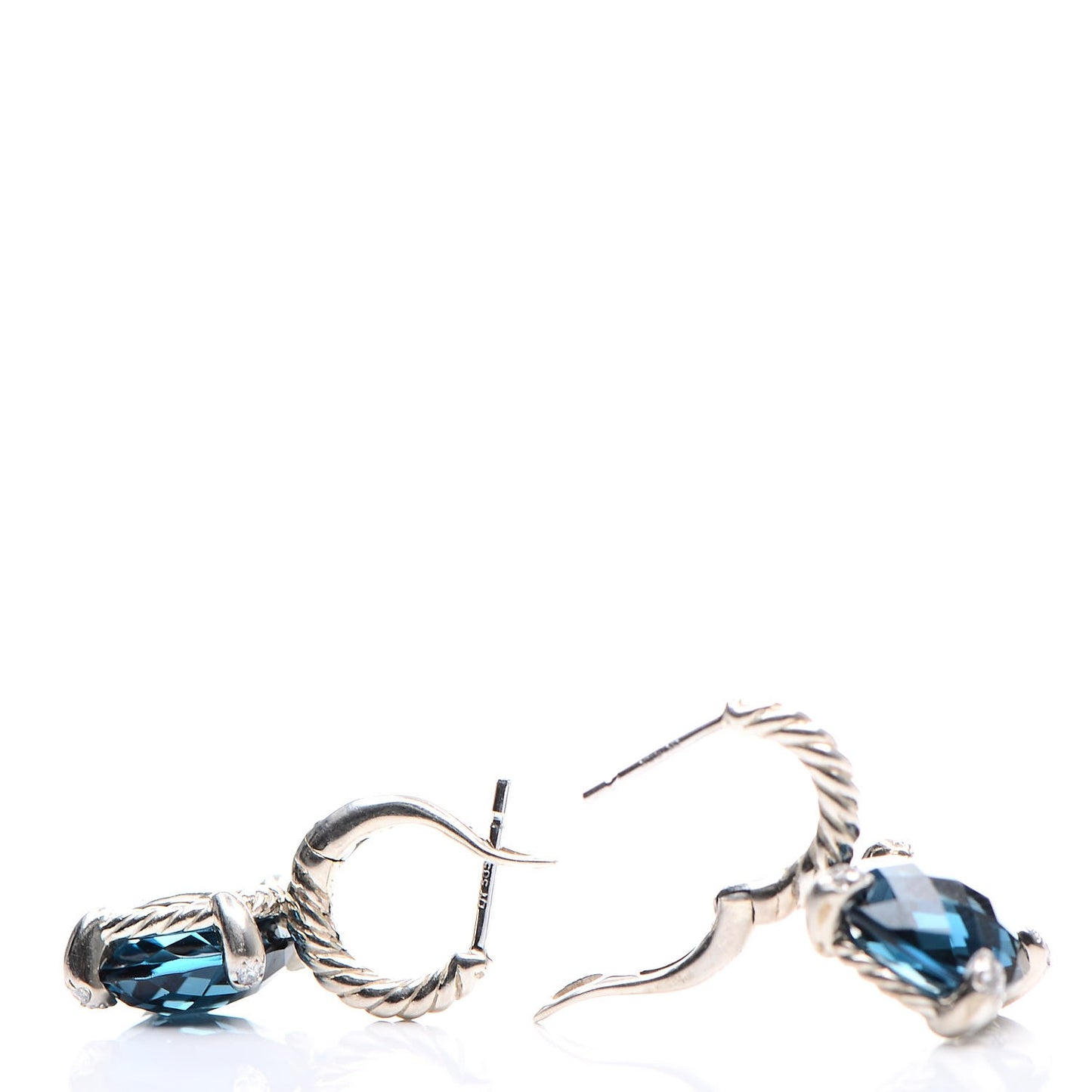 Sterling Silver Hampton Blue Topaz Diamond Chatelaine Drop Earrings