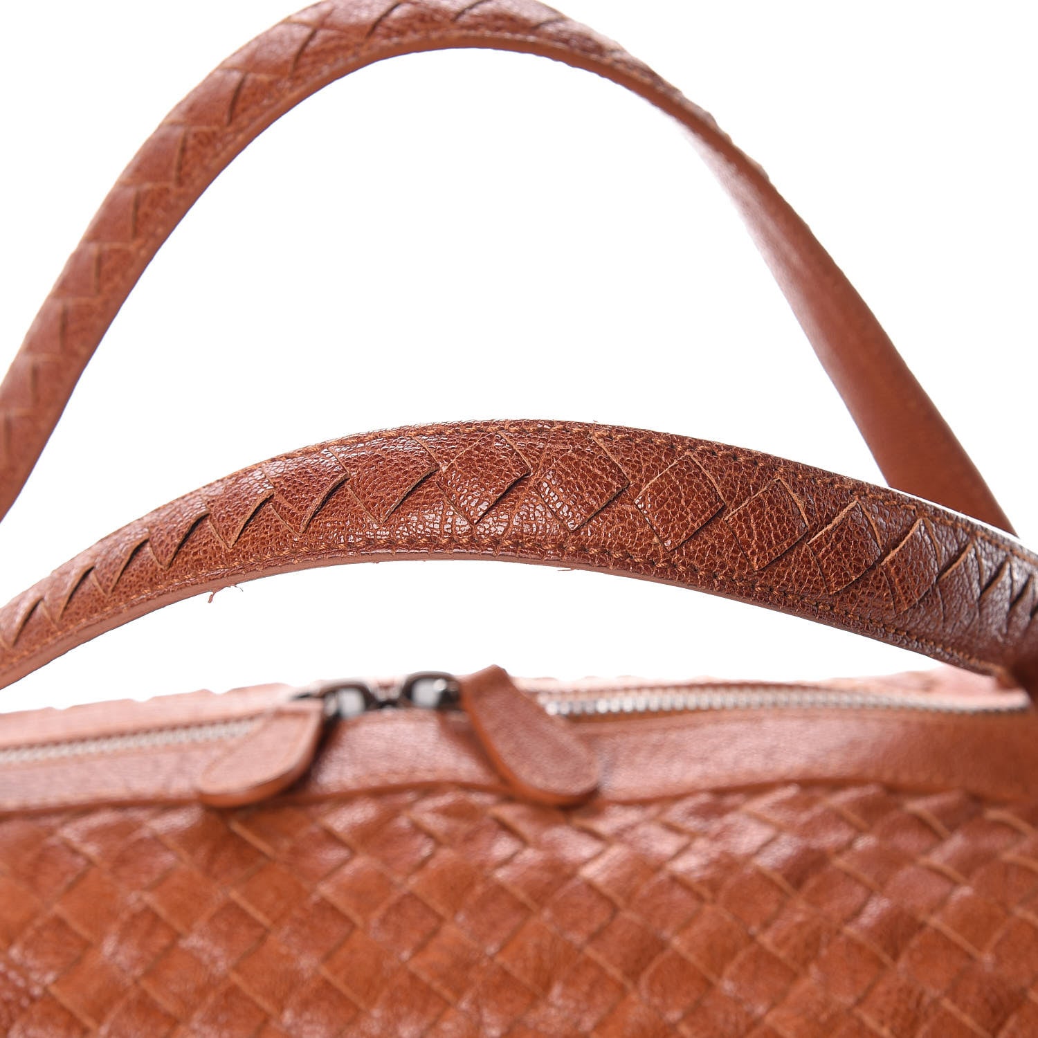 Bottega Veneta Goatskin Intrecciato Woven Top Handle Bag Copper 11 of 12