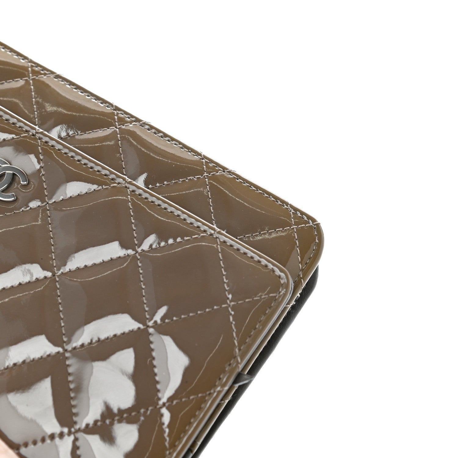 Chanel Patent Quilted Wallet On Chain WOC Brown 5 of 7