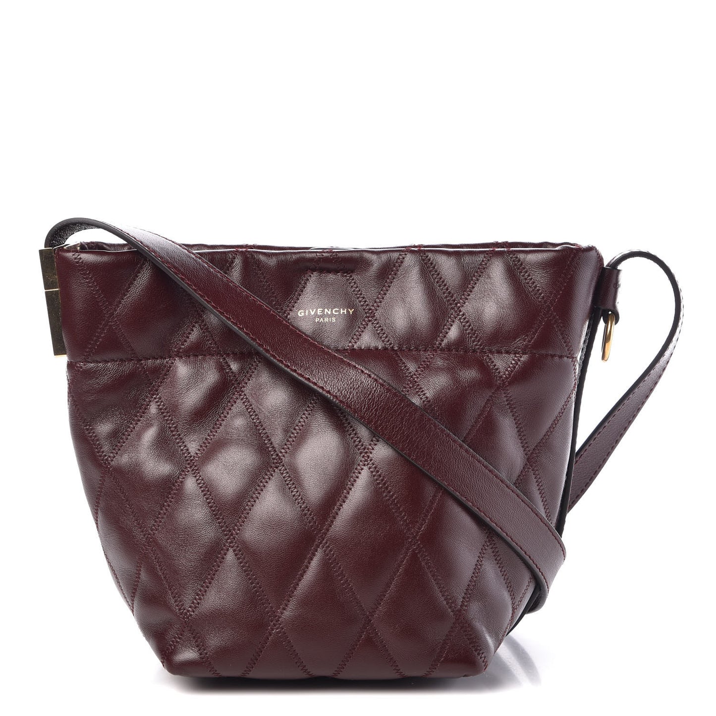 Lambskin Quilted Mini GV Bucket Bag Aubergine