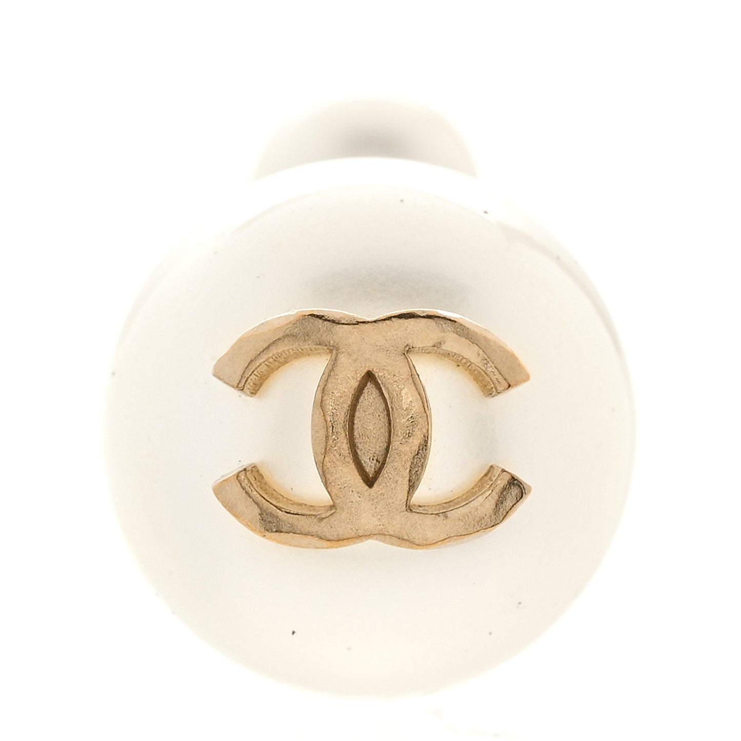 Pearl CC Chain Drop Earrings Gold