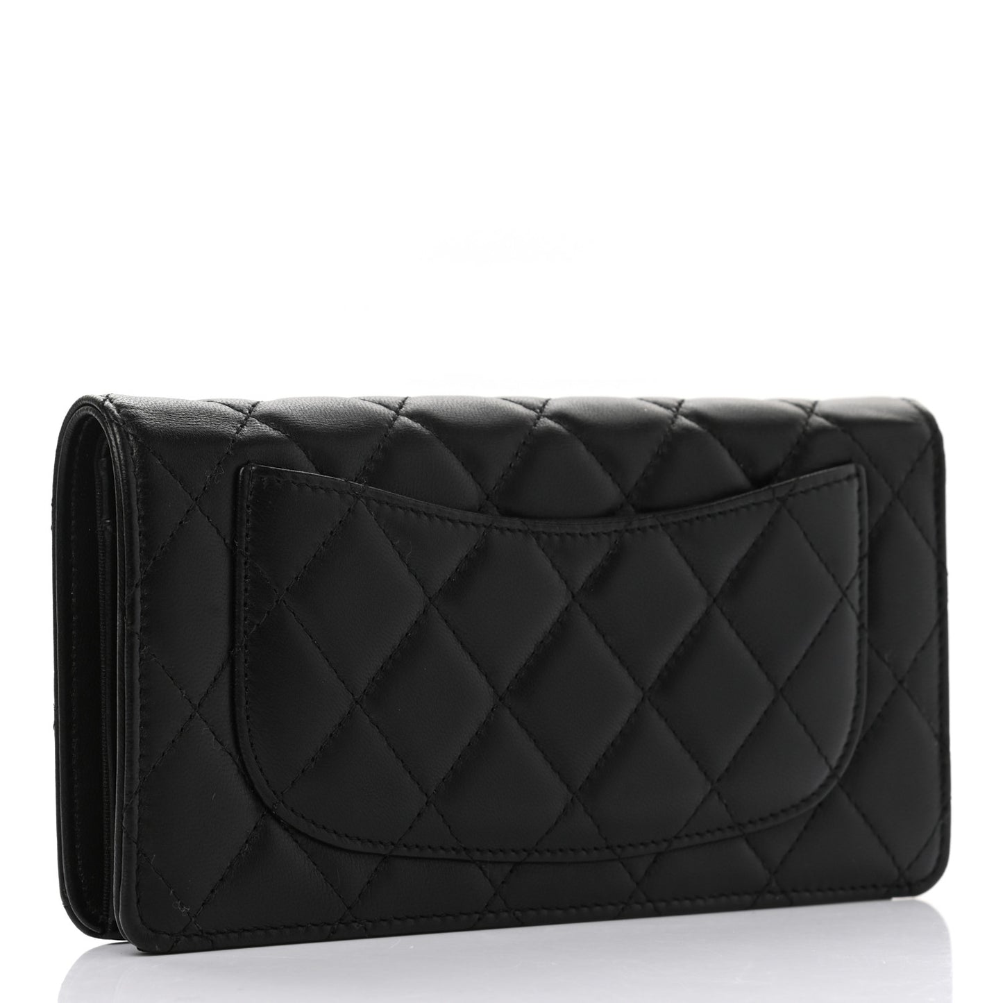 Lambskin Quilted Yen Wallet Black