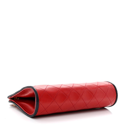 Chanel Lambskin Quilted Framed Bag Red Black 4 of 12