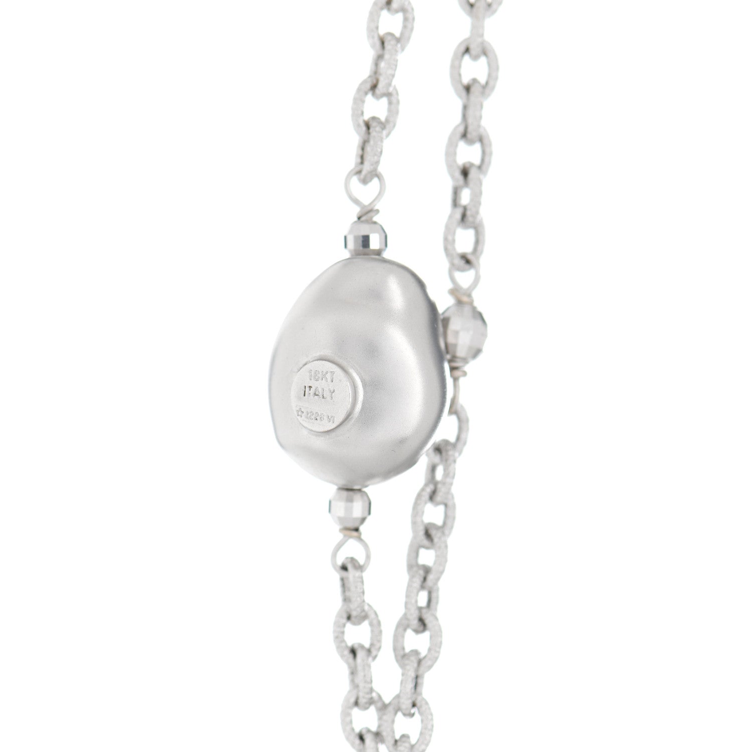 Roberto Coin 18K White Gold Baroque Pearl Nugget Station Necklace 4 of 6