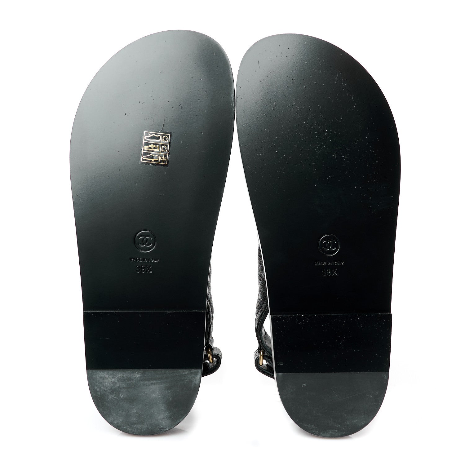 Chanel Grained Calfskin Velcro Dad Sandals 39.5 Black 6 of 10