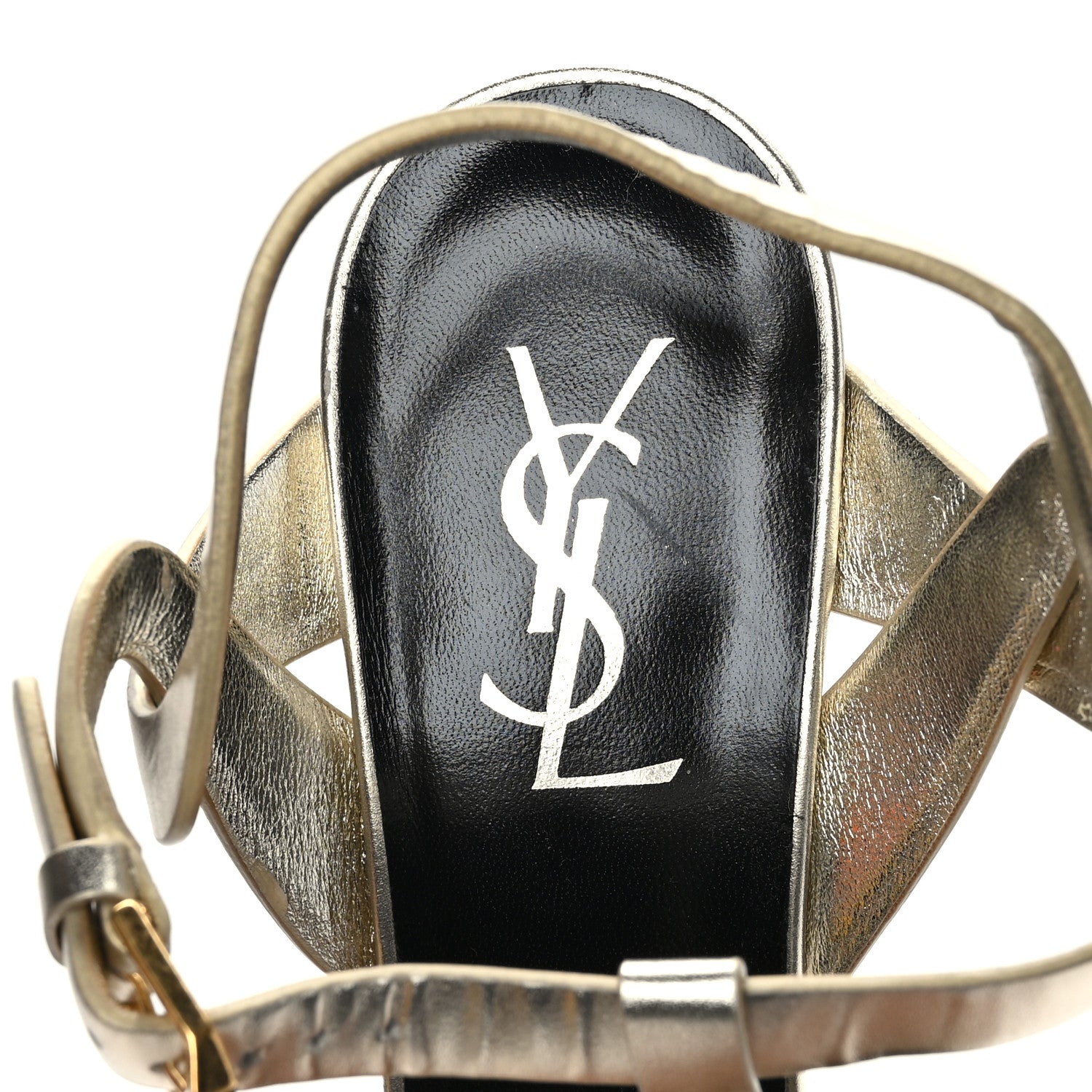 Saint Laurent Metallic Nappa Tribute 75 Platform Sandals 40 Gold 6 of 7