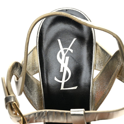 Saint Laurent Metallic Nappa Tribute 75 Platform Sandals 40 Gold 6 of 7