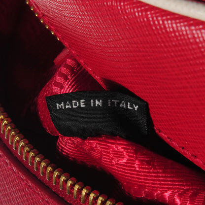 Prada Saffiano Lux Bowling Bag Fuoco Talco 7 of 10