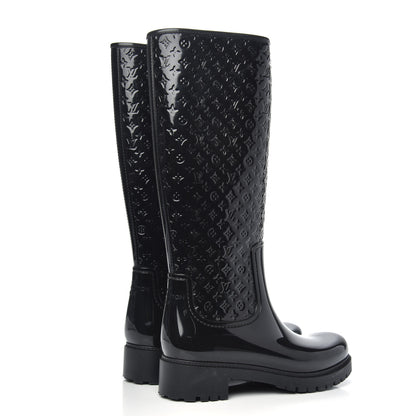 Louis Vuitton Rubber Embossed Monogram Splash Rain Boots 37 Black 4 of 8
