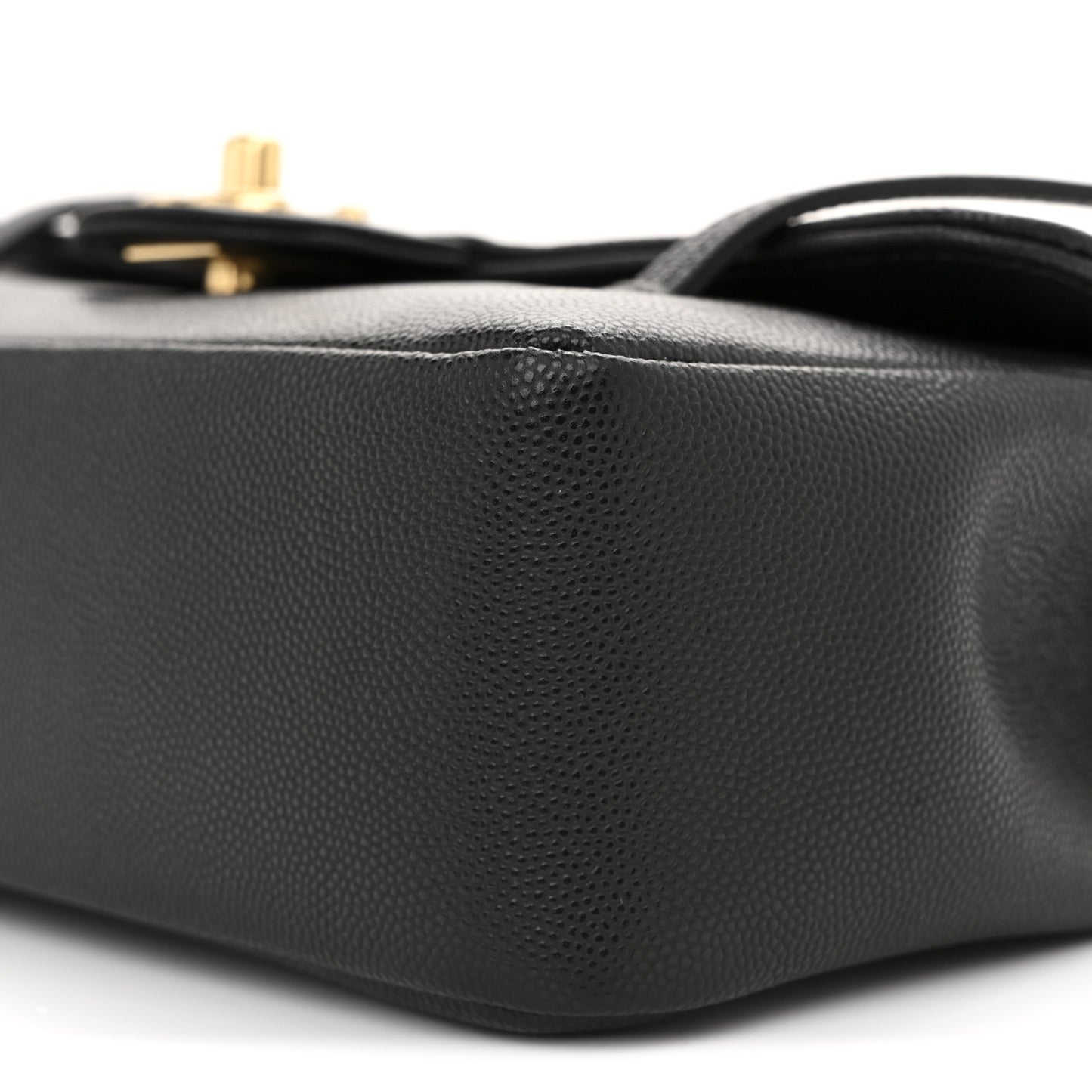 Shiny Caviar Small Preppy Shoulder Bag Black
