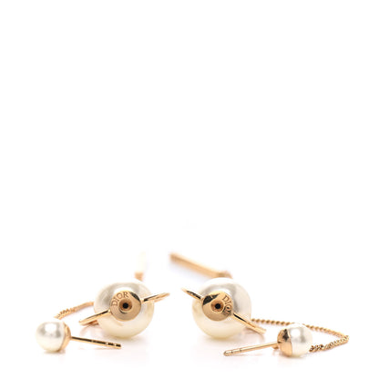 Christian Dior Pearl Tribales Dangle Chain Earrings Gold 4 of 4