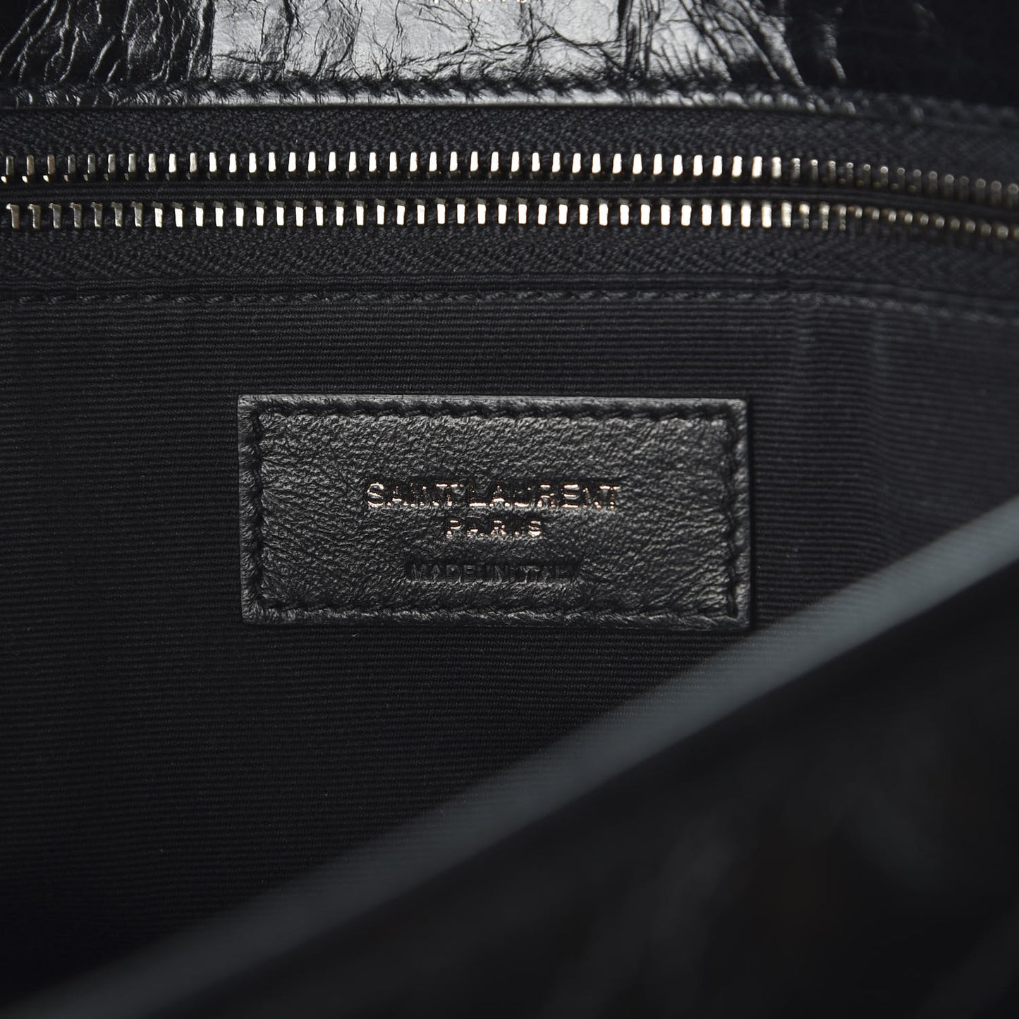 Crinkled Calfskin Matelasse Monogram Medium Niki Chain Satchel Black