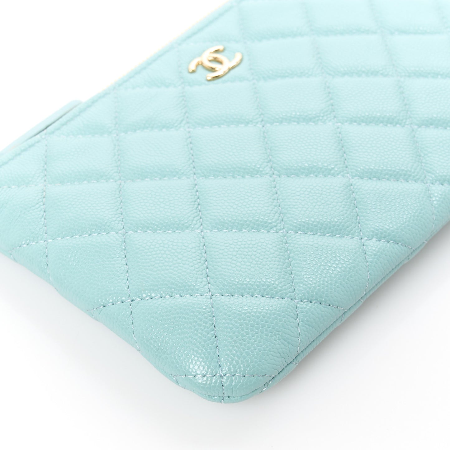 Caviar Quilted Cosmetic Case Light Blue