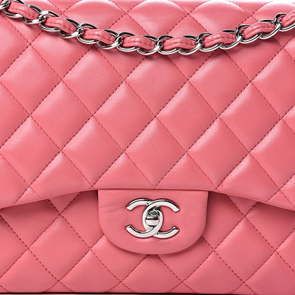 Chanel Lambskin Quilted Jumbo Double Flap Pink 10 of 12