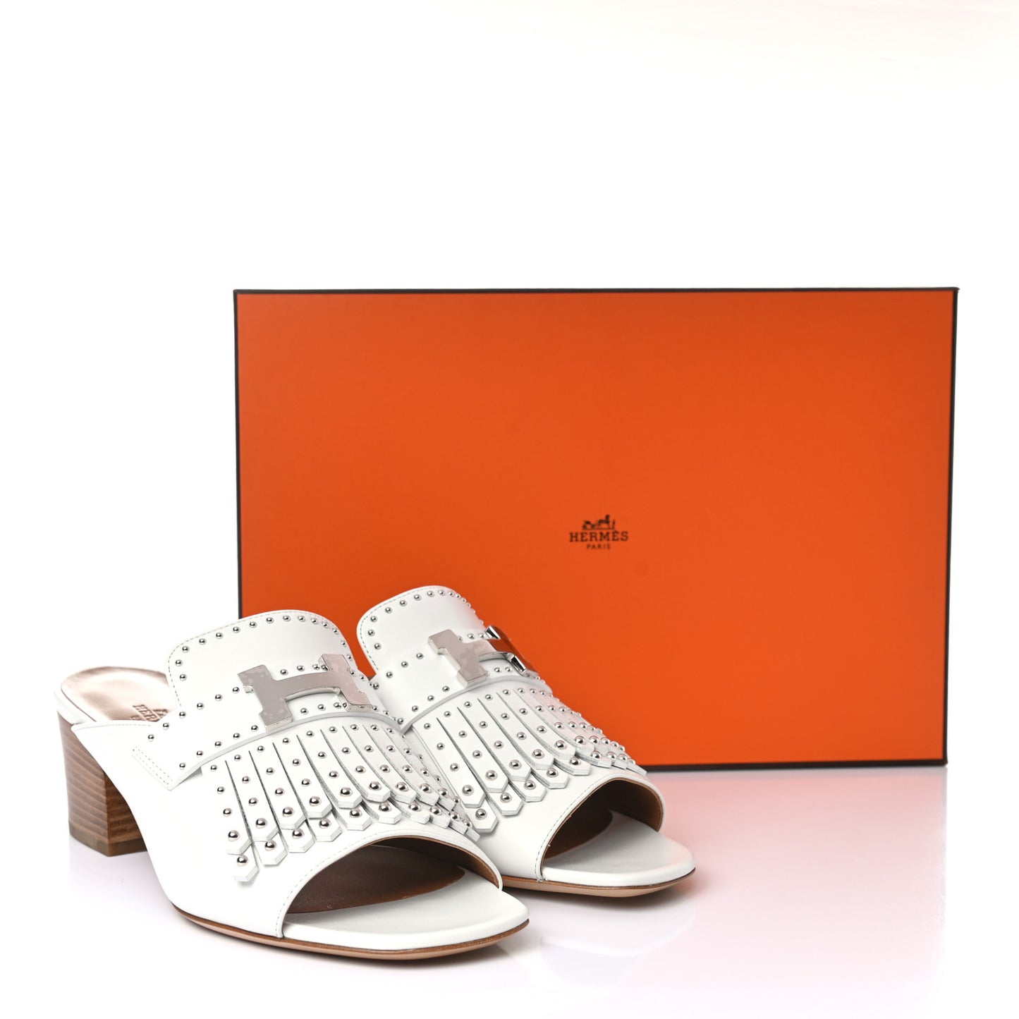 Calfskin Studded Alma Sandals 38 White
