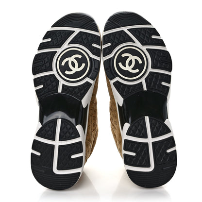 Chanel Nylon Suede Calfskin Printed CC Sneakers 39.5 Beige 5 of 8