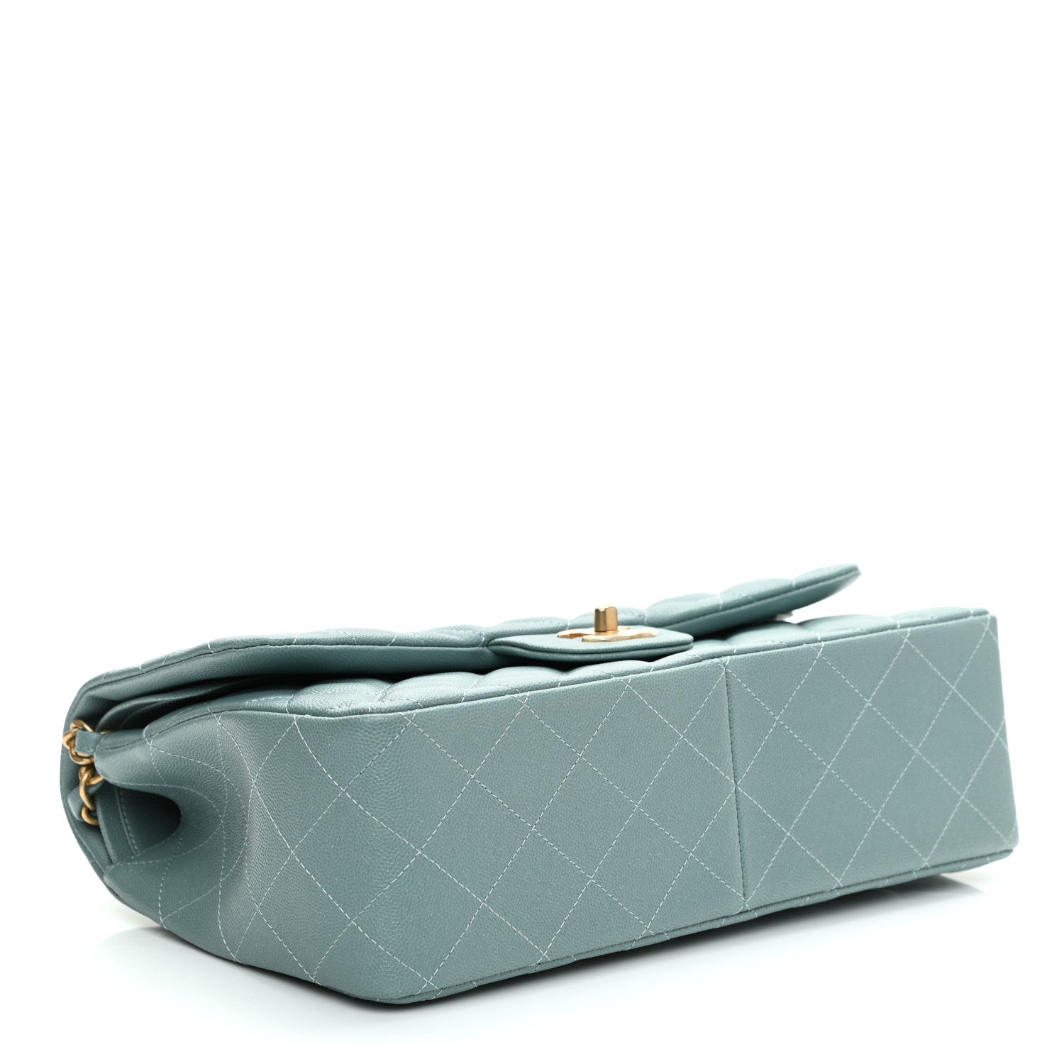 Chanel Iridescent Caviar Quilted Jumbo Double Flap Light Blue 4 of 11