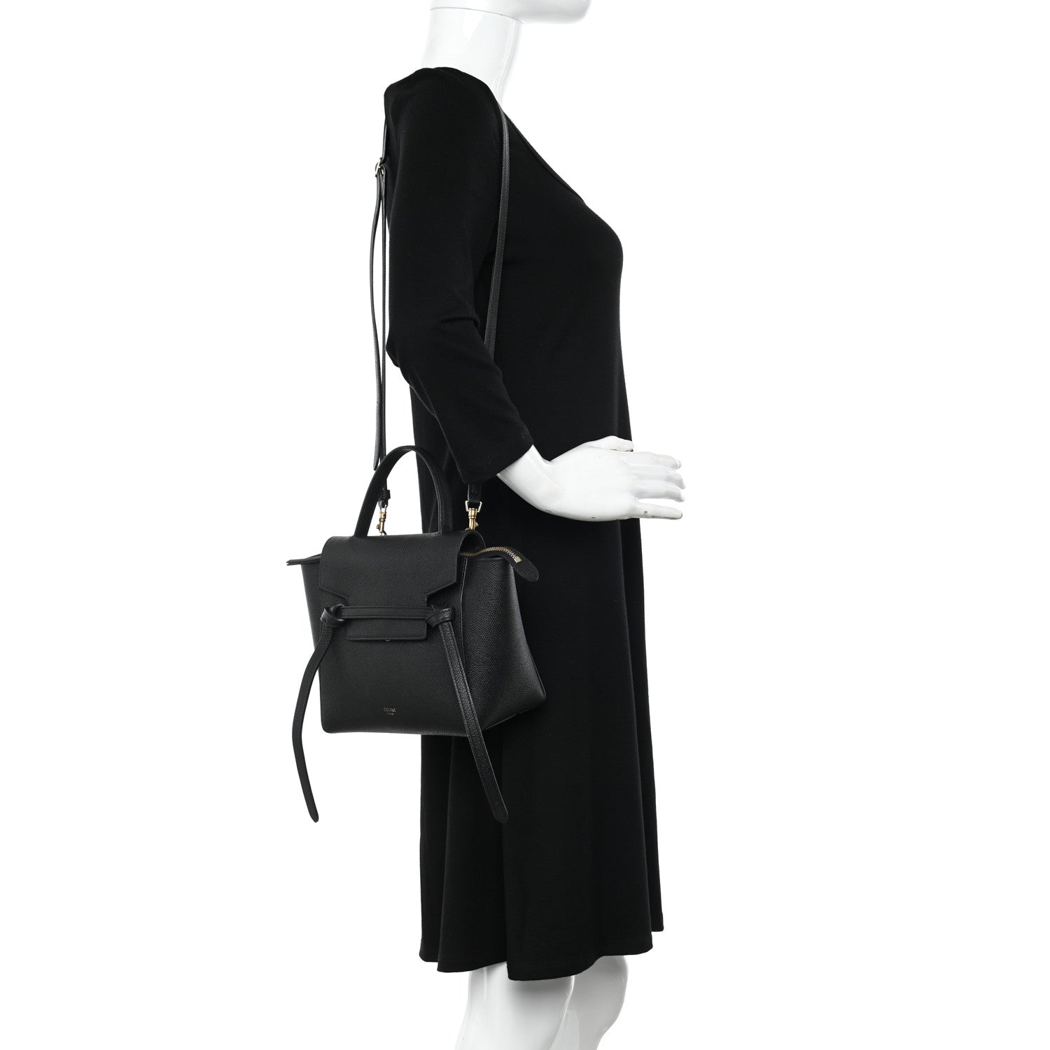 Celine Grained Calfskin Nano Belt Bag Black 2 of 9