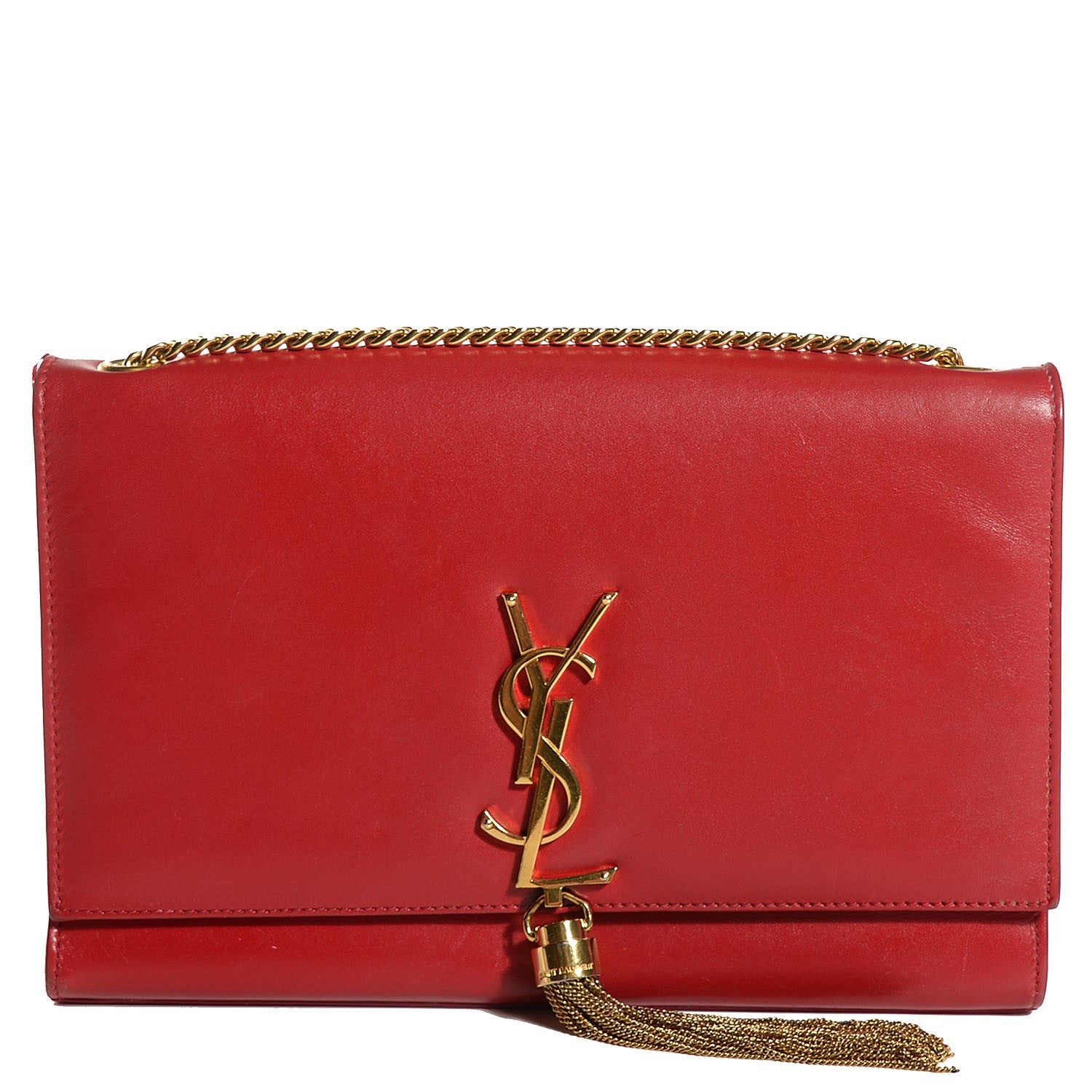 Saint Laurent Smooth Calfskin Medium Classic Monogram Kate Tassel Satchel Lipstick Red 1 of 8