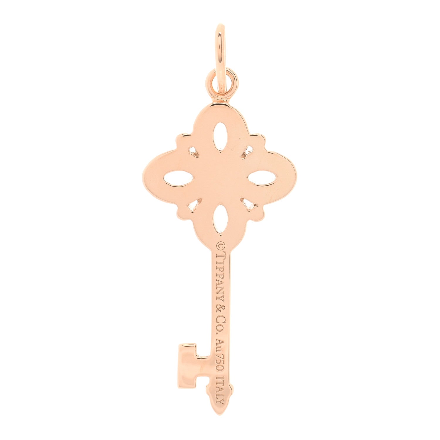 Tiffany 18K Rose Gold Pink Sapphire Mini Victoria Key Pendant 3 of 4