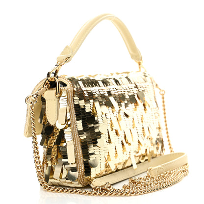 Fendi Sequin Paillettes Vitello Grace Sex and the City Mini Baguette Oro Chiaro 3 of 10