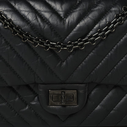 Chanel Aged Calfskin Chevron Quilted 2.55 Reissue 225 Flap So Black 8 of 10