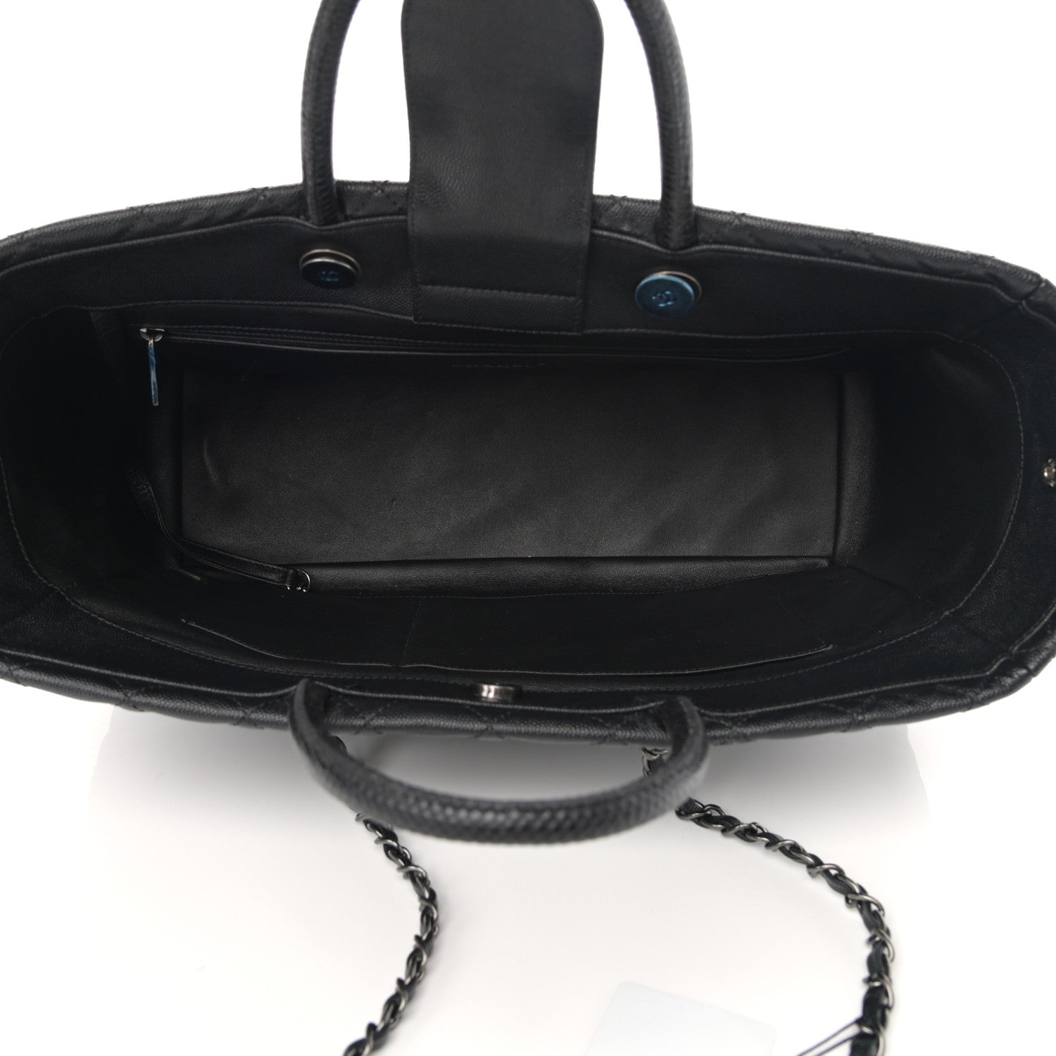 Chanel Caviar Lizard Quilted Large Coco Handle Shopping Tote Black 7 of 14