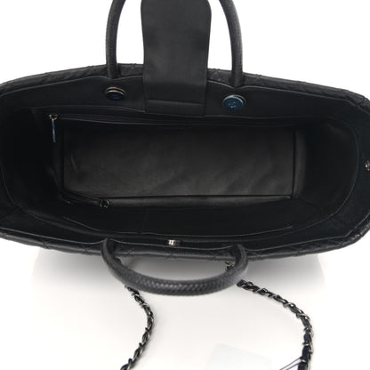 Chanel Caviar Lizard Quilted Large Coco Handle Shopping Tote Black 7 of 14
