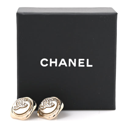 Chanel Metal Resin Crystal CC Earrings Gold 5 of 5