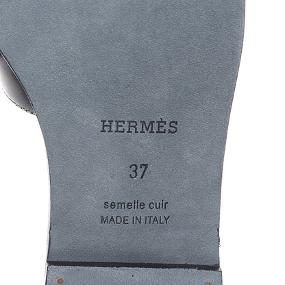 Hermes Box Calfskin Oran Sandals 37 Black 7 of 10