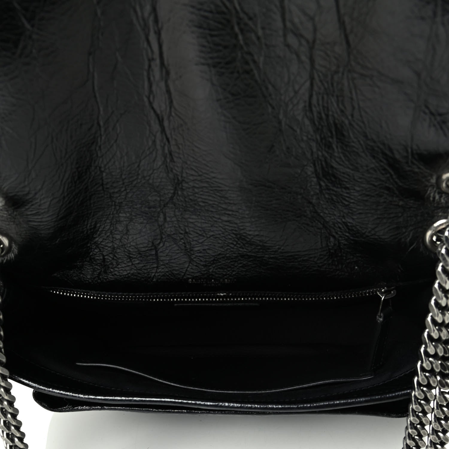 Saint Laurent Crinkled Calfskin Matelasse Monogram Medium Niki Chain Satchel Black 4 of 6